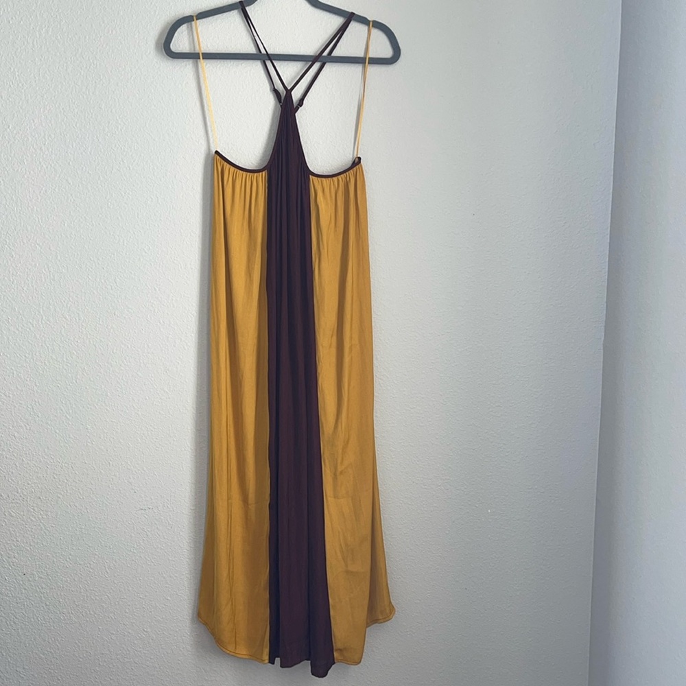 Banana Republic Mustard yellow and burgundy maxi dress size M